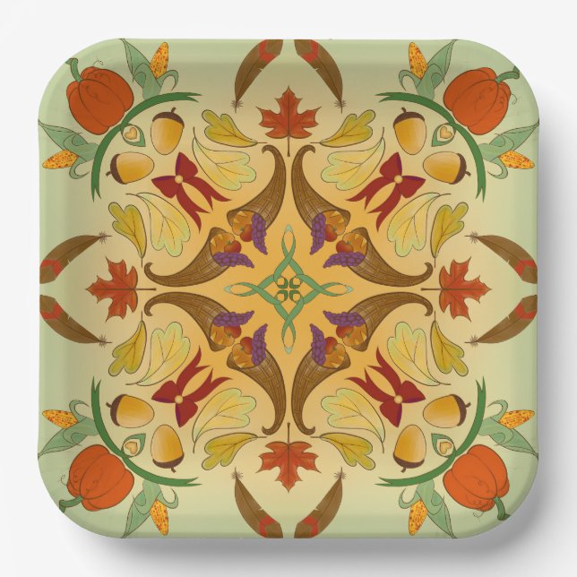 Plato De Papel Bountiful Harvest Radial Art (Anverso)
