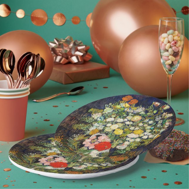 Plato De Papel Bouquet de flores en una bolsa de Vincent Van Gogh (Multi)