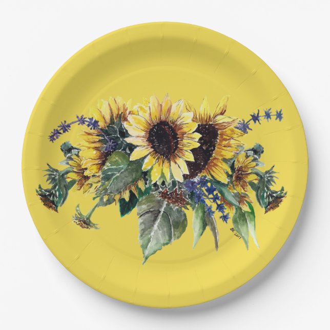 Plato De Papel Bouquet de girasol (Anverso)