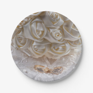 Plato De Papel Bouquet de novias 7060 con anillos Bodas