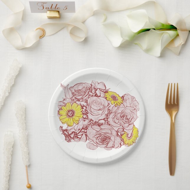 Plato De Papel Bouquet de Terra Cotta (Boda)