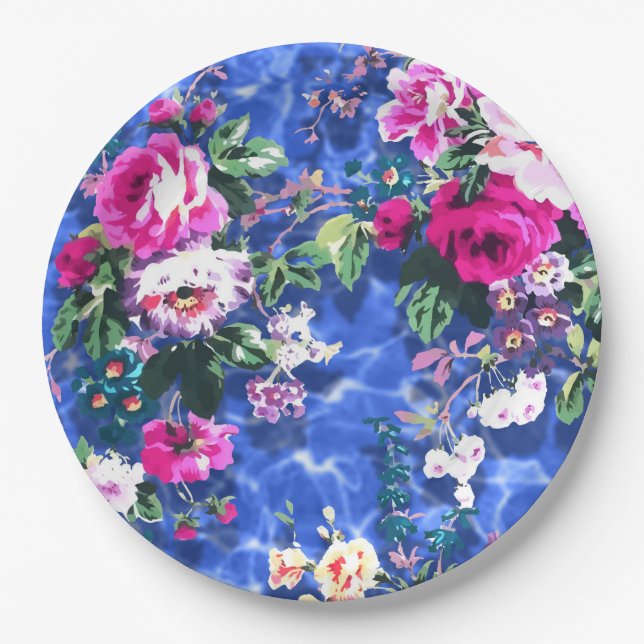 Plato De Papel Bouquets con rosas (Anverso)