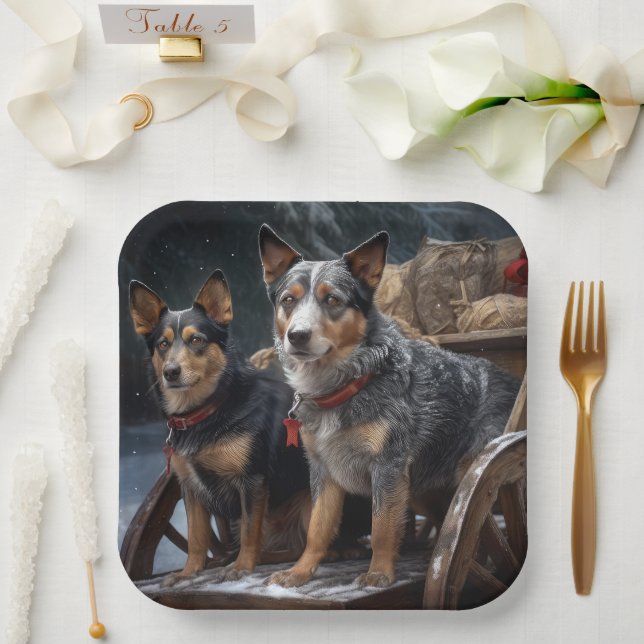 Plato De Papel Bovino Australiano Decoración de Navidades Snowy S (Boda)