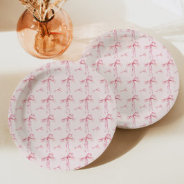 Plato De Papel Bow Blush Baby Shower Paper Plate Chica moderna Ro