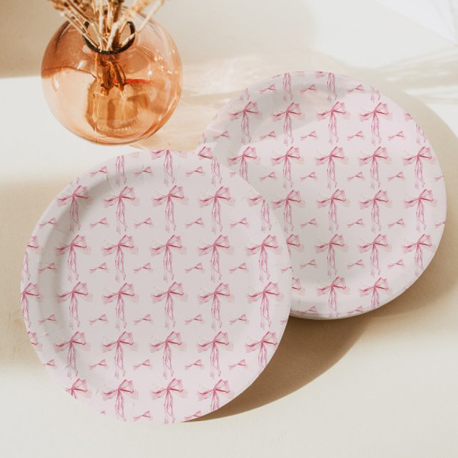 Plato De Papel Bow Blush Baby Shower Paper Plate Chica moderna Ro (Subido por el creador)