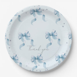 Plato De Papel Bow Coquette Boy Baby Shower Classic Round Napkins