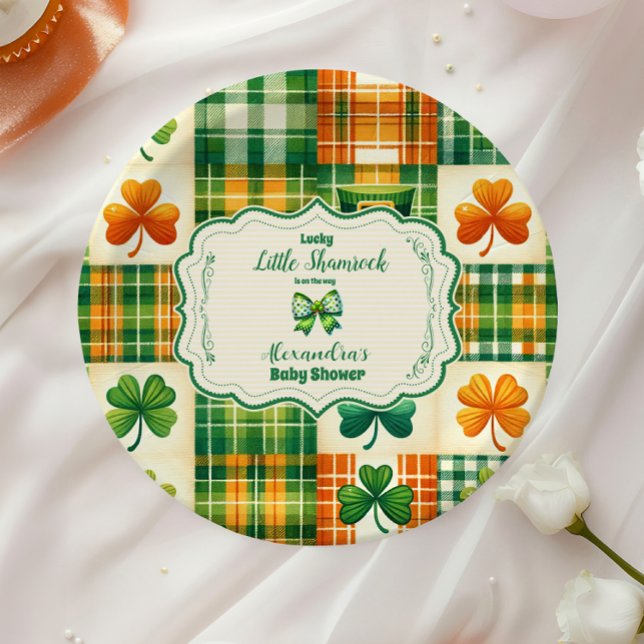 Plato De Papel Bow Lucky Little Shamrock Baby Shower (Subido por el creador)