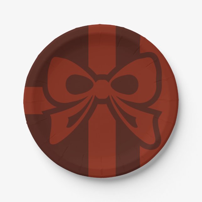 Plato De Papel Bow Rojo - Navidades - Placa de papel (Anverso)