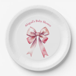 Plato De Papel Bow Rosa Coquette Girl Shower