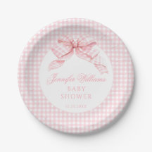 Bow Rosa Cute Gingham Baby Shower