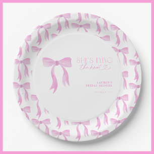 Plato De Papel Bow rosado está atando la ducha nupcial