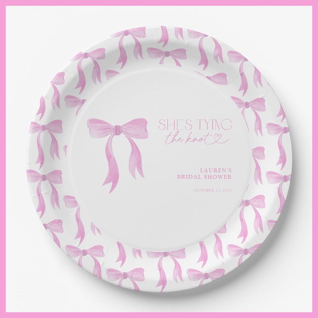 Plato De Papel Bow rosado está atando la ducha nupcial (Subido por el creador)