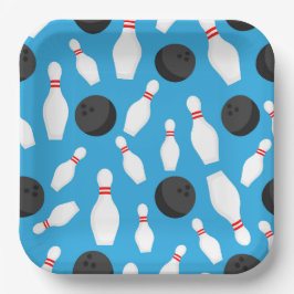Plato De Papel Bowling Birthday Party Blue