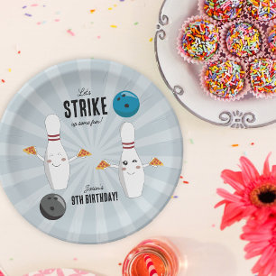Plato De Papel Bowling Pizza Strike Algunos Divertidos Niños Cump