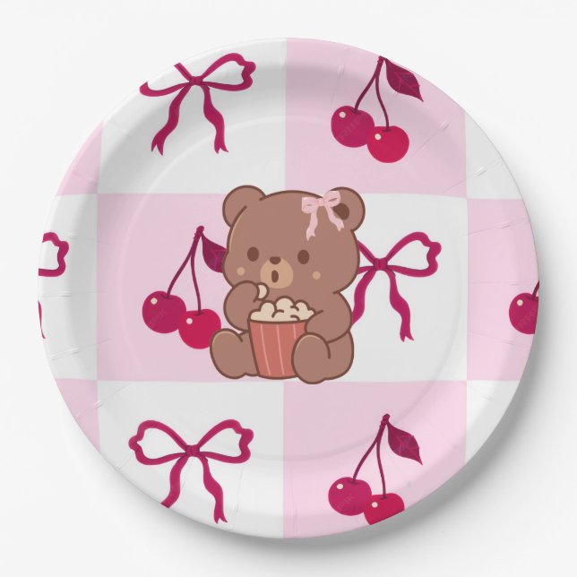 Plato De Papel Bows & Bears Paper Plates (Anverso)