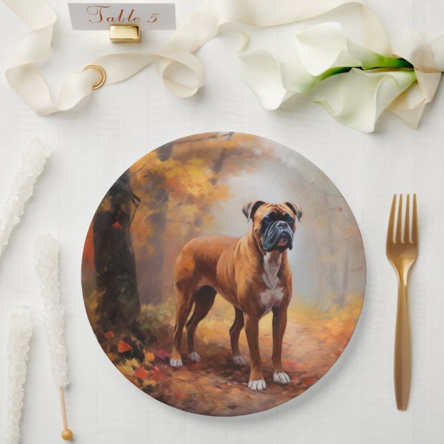 Plato De Papel Boxeador en Otoño Hojas Caídas Inspiran (Boda)