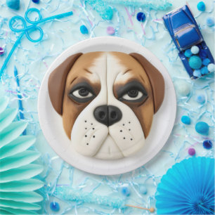 Plato De Papel Boxer Dog 3D Inspirado