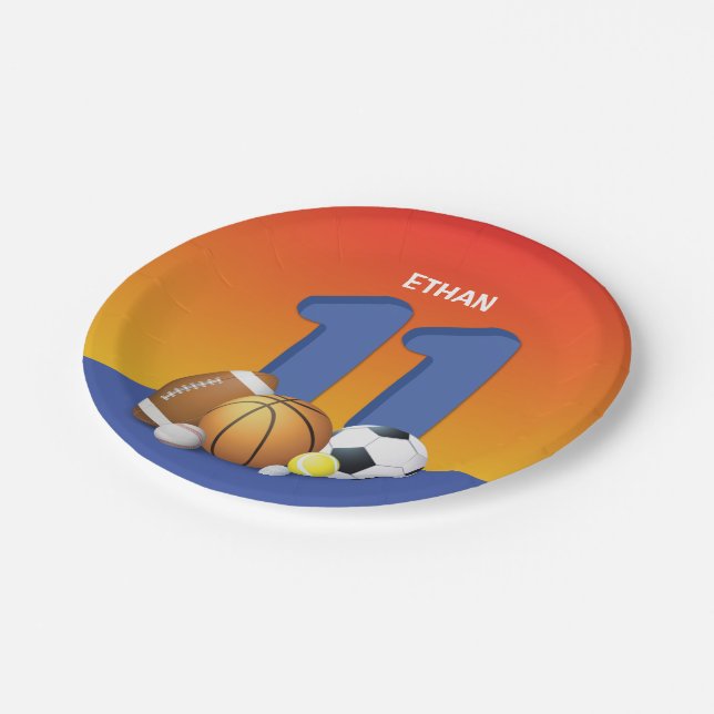 Plato De Papel Boy 11th Birthday Sports Balls (Angular)