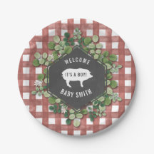 Boy Baby Q Gingham Baby Shower