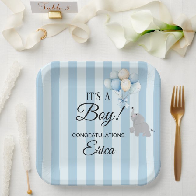 Plato De Papel Boy Baby Shower (Boda)