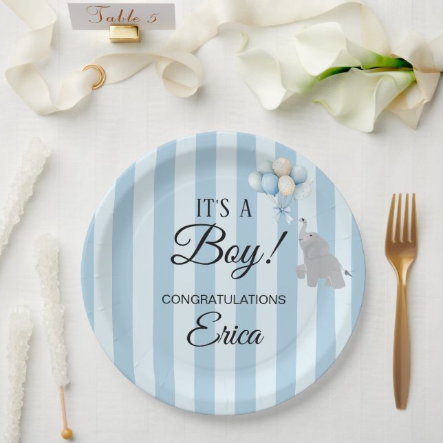 Plato De Papel Boy Baby Shower (Boda)
