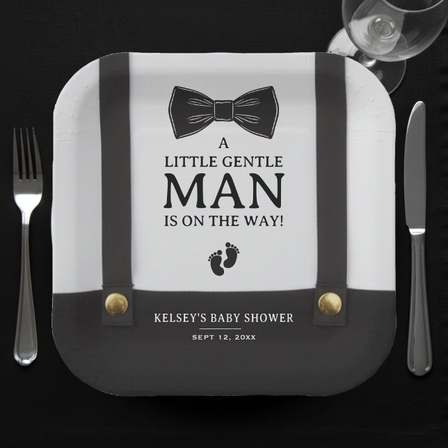 Plato De Papel Boy Baby Shower A Little Gentleman Suspenders (Boy Baby Shower A Little Gentleman Suspenders Paper Plates
)