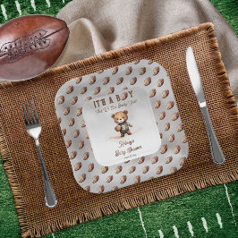 Plato De Papel Boy Bearly Wait American Football Baby Shower