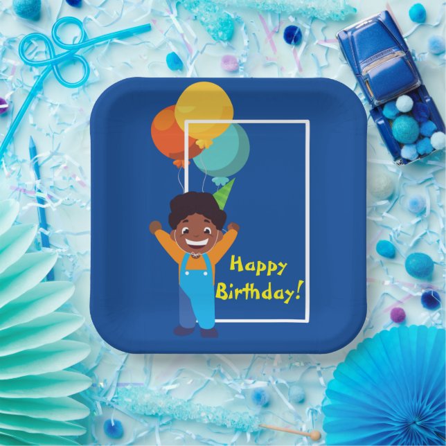 Plato De Papel Boy Birthday Party (Partido Africano-Estadounidens (Fiesta)