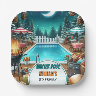 Plato De Papel boy bruh Barbeque Winter Pool Fiesta 13 cumpleaños