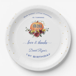 Plato De Papel Boy Little Pumpkin Día de Acción de Gracias Primer