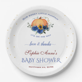 Plato De Papel Boy Little Pumpkin Fanthys Baby Shower Pap