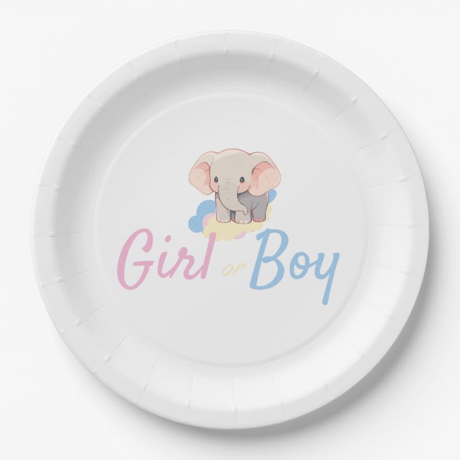 Plato De Papel  Boy or Girl Gender Reveal (Anverso)