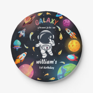 Plato De Papel Boy Planet Alien Stars Galaxia espacial 1er cumple