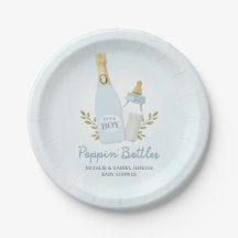 Boy Poppin Botellas Baby Shower Blue