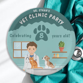 Plato De Papel Boy Veterinarian Clinic Animal Hospital Birthday