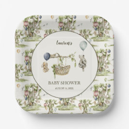 Plato De Papel Boy Woodland Animals Baby Shower 