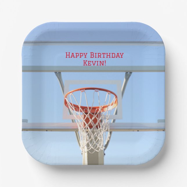 Plato De Papel Boys Birthday Party Basketball (Anverso)