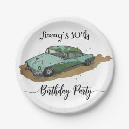Plato De Papel Boys birthday party with two toned sedan