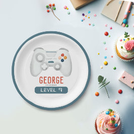 Plato De Papel Boys Blue Guay Gaming Kids Cumpleaños