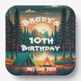 Plato De Papel Boys Camping Adventure Birthday Paper Plate