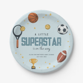 Plato De Papel Boys Cute Blue Sports Superstar Baby Shower