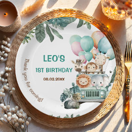 Plato De Papel Boys Cute Safari Birthday