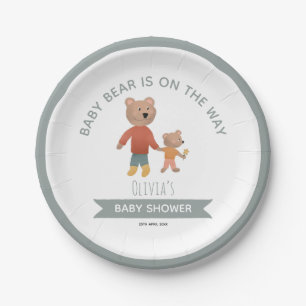 Plato De Papel Boys Cute Woodland Baby Bear