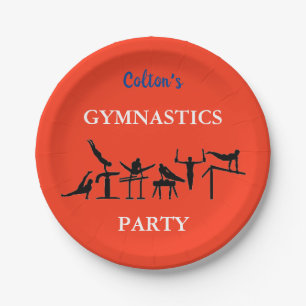 Plato De Papel Boys Gymnastics Birthday Party Plates con su nombr