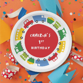 Plato De Papel Boys Juguetes Colorful Fun Transport Fiesta de cum