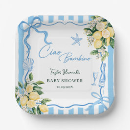 Plato De Papel Boys Lemon Ciao Baby Italian Baby Shower