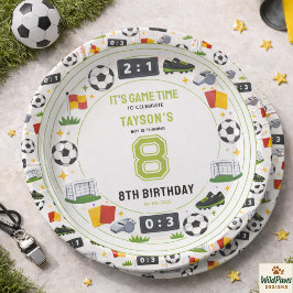 Plato De Papel Boys Modern Sports Soccer Kids 8th Birthday Party