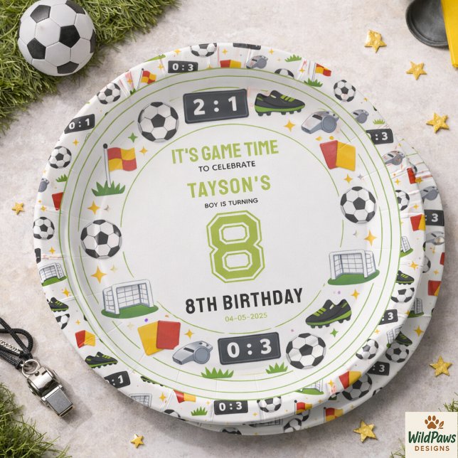 Plato De Papel Boys Modern Sports Soccer Kids 8th Birthday Party (Boys Modern Sports Soccer Kids 8th Birthday Party Paper Plates
)