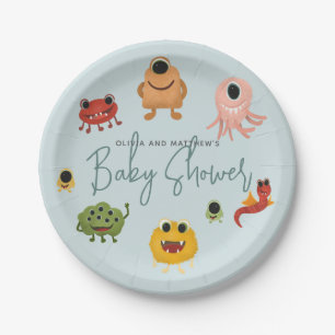 Plato De Papel Boys modernos y adorables Baby Shower