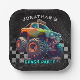 Plato De Papel Boys Monster Truck Rally Birthday Party